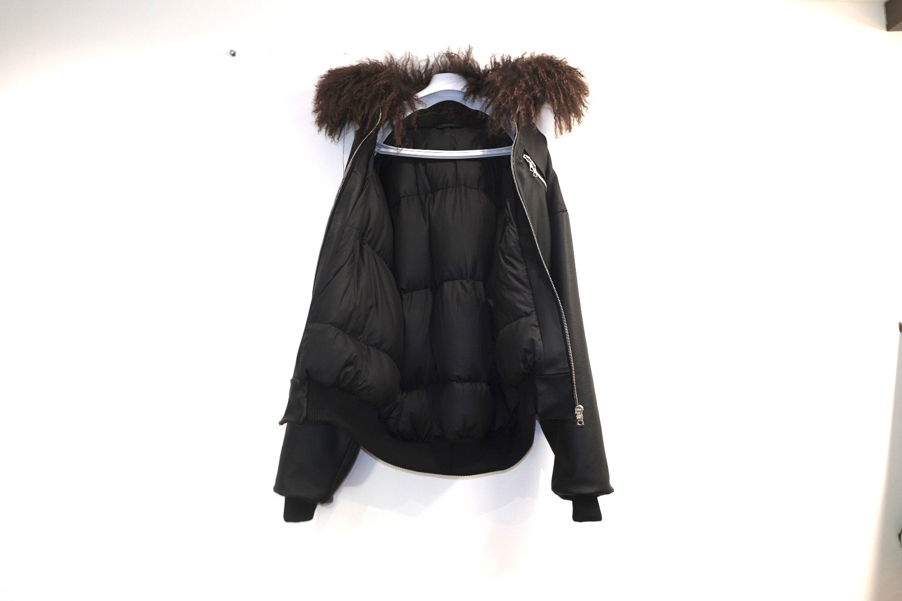 SHEEP SKIN HOODED BOMBER