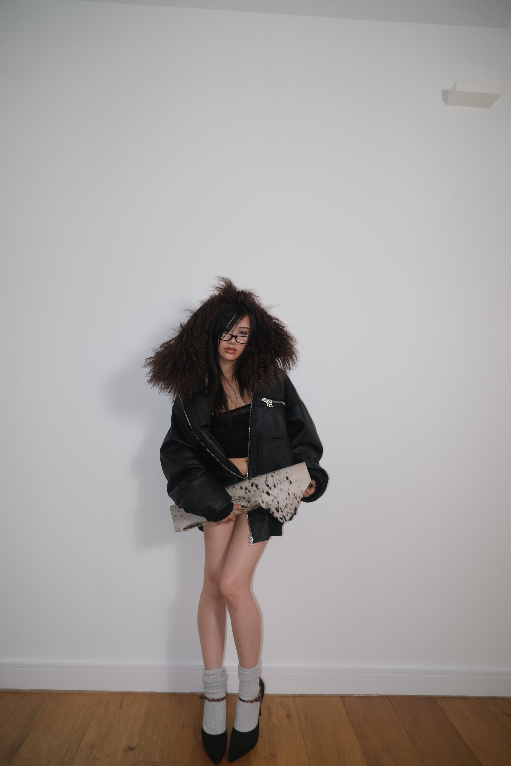 SHEEP SKIN HOODED BOMBER